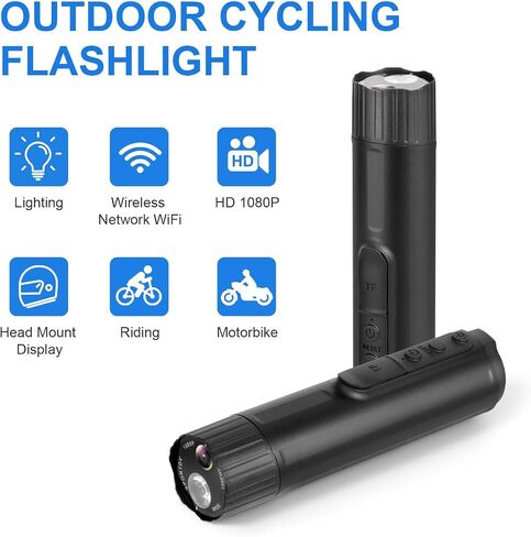 Gugxiom 4K WiFi Motorcycle Helmet Camera, Motorcycle Dash Cam with 140 Wide Angle, Rechargeable LED Headlight, with Mounting Bracket Accessories (Black) in Saudi Arabia
