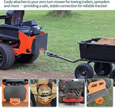 Zero Turn Mower Trailer Tow Hitch 1/4"(6mm) - Heavy Duty Lawn Mower Hitch with 3/4" Hole Center, Adjustable Slot Design, 2 Types of Carriage Bolts - Multi-Functional Trailer Hitch for Lawn Mowers in Saudi Arabia