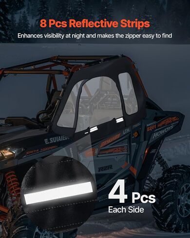 VEVOR Cab Enclosure Upper Doors, Compatible with Hisun 500 700/Axis 500 700, Soft Upper Doors, Windproof & Waterproof Upgraded Zipper UTV Soft Side Window Kit, Work with Side Mirrors and Windshields in Saudi Arabia