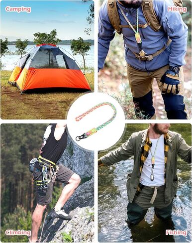 Heavy Duty Neck Lanyard Keychain for Men Women Outdoor Survival, Black Parachute Rope Necklace Keychains with HK Clip Key Ring for ID Card Badge Holder, Camera, Wallet and Keys in Saudi Arabia