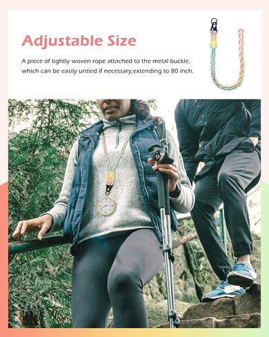 Heavy Duty Neck Lanyard Keychain for Men Women Outdoor Survival, Black Parachute Rope Necklace Keychains with HK Clip Key Ring for ID Card Badge Holder, Camera, Wallet and Keys in Saudi Arabia