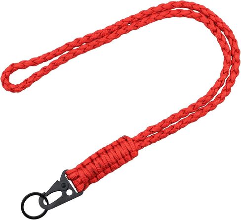 Heavy Duty Neck Lanyard Keychain for Men Women Outdoor Survival, Black Parachute Rope Necklace Keychains with HK Clip Key Ring for ID Card Badge Holder, Camera, Wallet and Keys in Saudi Arabia