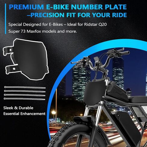 Electric Bike Number Plate E Bike Front Plate Compatible Fit for Ridstar Q20 Super 73 S1 S2 Y1 RX Macfox X1S X1S X X2 Commuter EBike Electric Mountain Bike Black in Saudi Arabia