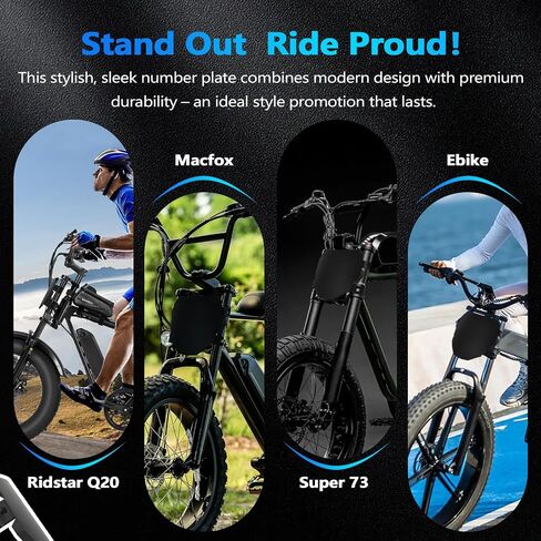 Electric Bike Number Plate E Bike Front Plate Compatible Fit for Ridstar Q20 Super 73 S1 S2 Y1 RX Macfox X1S X1S X X2 Commuter EBike Electric Mountain Bike Black in Saudi Arabia