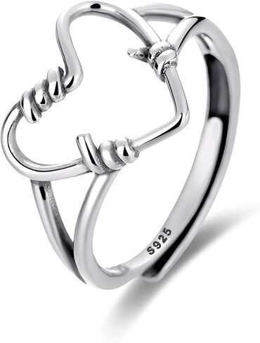 LOVECOM 925 Sterling Silver Love Heart Rings For Women Girls Retro Twisted Finger Stacking Ring Band Open Adjustable Promise Ring Jewelry Birthday Graduation Gifts for Her in Saudi Arabia