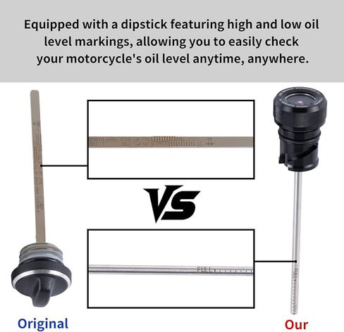 Black Harley M8 Softail Oil Distick مع مقياس درجة الحرارة ، وزيت محرك الدراجات النارية ، يناسب Dipstick 2018+ Harley Softail Fat Bob ، Fat Boy ، Ride Rider ، Low Rider S/St ، Street Bob in Kuwait