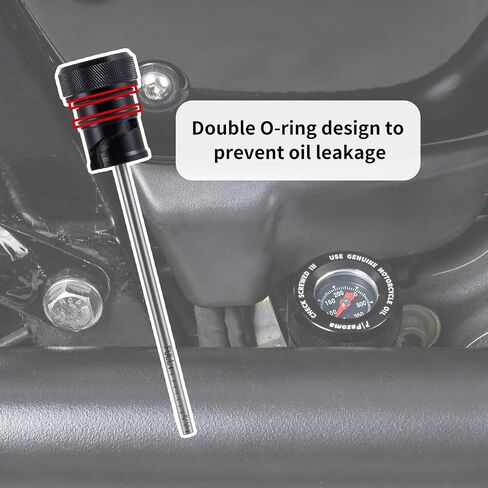 Black Harley M8 Softail Oil Distick مع مقياس درجة الحرارة ، وزيت محرك الدراجات النارية ، يناسب Dipstick 2018+ Harley Softail Fat Bob ، Fat Boy ، Ride Rider ، Low Rider S/St ، Street Bob in Kuwait