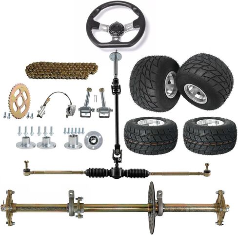 Front 10x4.50-5 Tubeless Rain Tires & Rear 11x7.10-5 Go Kart Tire Rim with 3 Holes Aluminum Wheel Rim Hub Steering Spindle for Racing Kart Quad Racing Drift Cars Mini Bikes in Saudi Arabia