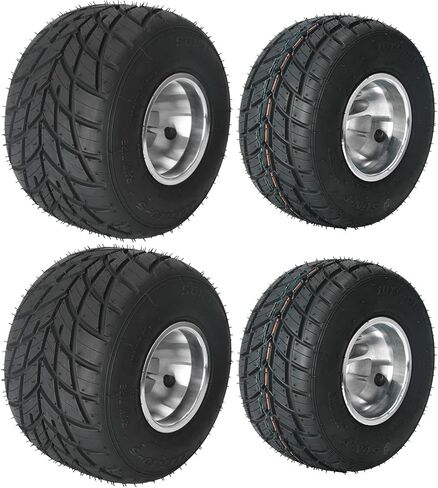 Front 10x4.50-5 Tubeless Rain Tires & Rear 11x7.10-5 Go Kart Tire Rim with 3 Holes Aluminum Wheel Rim Hub Steering Spindle for Racing Kart Quad Racing Drift Cars Mini Bikes in Kuwait