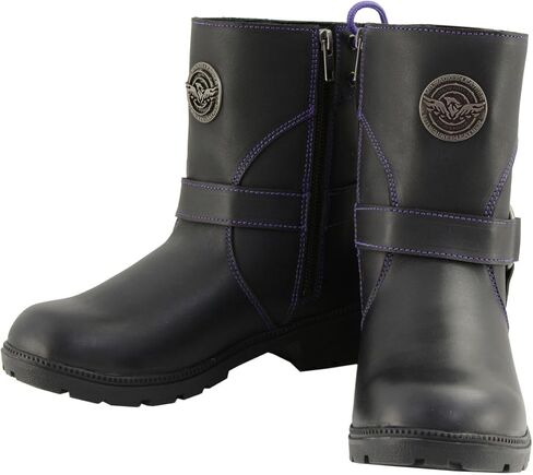 Milwaukee Leather MBL9317 Women's Black Leather Harness Zip -Up -up -up -upticle Rider Boots w/Purple Back Back Laces - 8 in Saudi Arabia