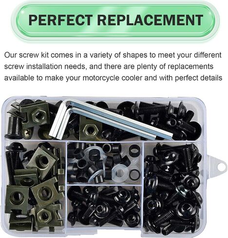 177PCS Motorcycle Fairing Bolt Kit, M5 M6 Stainless Steel Windscreen Screws, Motorcycle Windshields Fasteners Clips, Universal Fairing Bolts Nut Clips Kit for Most Motorcycles in Saudi Arabia