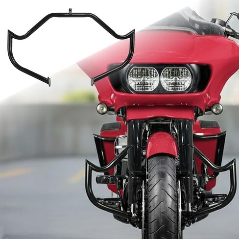 1.25" Front Engine Guard/Crash Bar for Harley Touring 2009–2023 – Road Glide (Bracket Required), Street Glide, Road King, Electra/Ultra (FLTR/FLHX/FLHR/FLHT) Black High-Profile Pointed Highway Bar in Kuwait