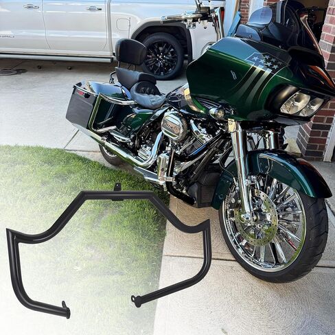 1.25" Front Engine Guard/Crash Bar for Harley Touring 2009–2023 – Road Glide (Bracket Required), Street Glide, Road King, Electra/Ultra (FLTR/FLHX/FLHR/FLHT) Black High-Profile Pointed Highway Bar in Kuwait