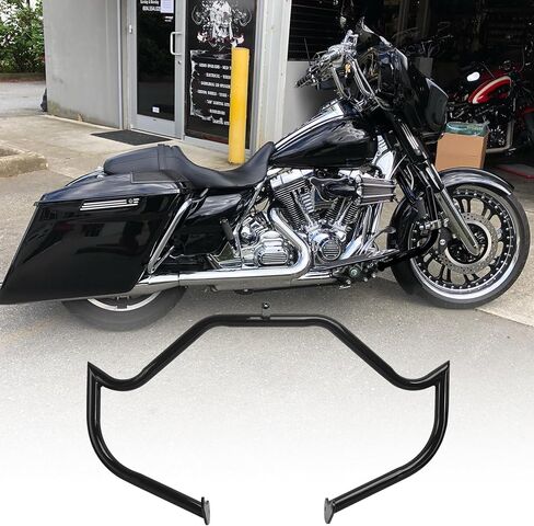 1.25" Front Engine Guard/Crash Bar for Harley Touring 2009–2023 – Road Glide (Bracket Required), Street Glide, Road King, Electra/Ultra (FLTR/FLHX/FLHR/FLHT) Black High-Profile Pointed Highway Bar in Kuwait