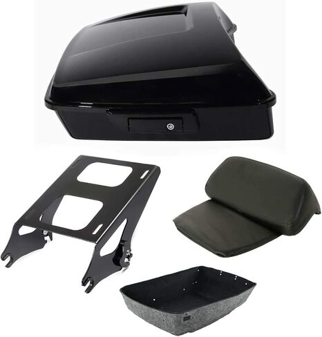 tct-motorparts زاوية سوداء سوداء أمتعة جولة مع رف جبل رف الظهر قوسين ل Harley Touring Models Road Road Street Electra Glide Ultra-Classic 2014-2025 in Saudi Arabia