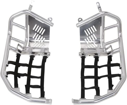TUSK FOOT PEG NERF أشرطة مع حراس الكعب الفضي مع حزام أسود متوافق مع Kawasaki KFX 450R 2008-2014 in Kuwait