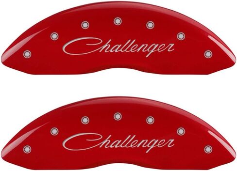 MGP Caliper Covers 12162SCLSRD Cursive & Challenger Red Caliper Covers - Engraved Front & Rear44; Set of 4 in Saudi Arabia