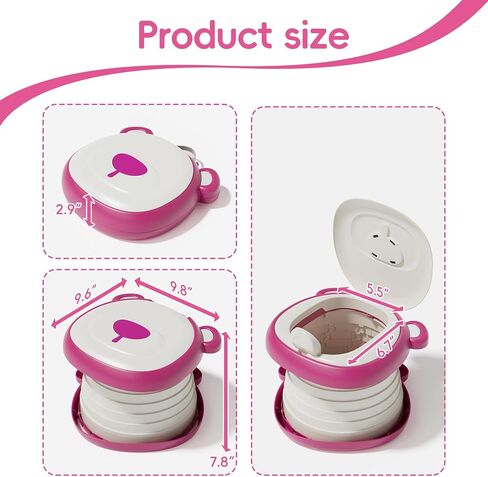 Travel Potty Seat for Toddler，Foldable Car Potty for Toddler, Portable Toilet Seat for Kids with Potty Liners, Absorbent Pads, Portable Potty Seat for Toddler Travel, Camping And Outdoor Use in Saudi Arabia