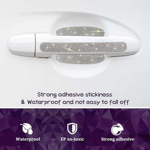 10 قطع من Gengki لمقبض باب السيارة وملصقات أحجار الراين اللامعة ومقبض باب السيارة العالمي وغطاء حماية للخدش مع شرائط عاكسة للسلامة in Kuwait