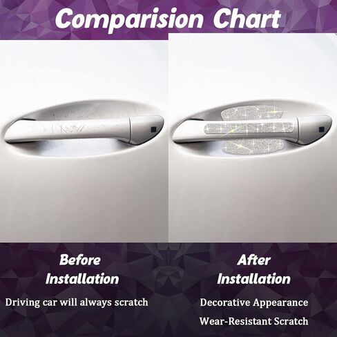 10 قطع من Gengki لمقبض باب السيارة وملصقات أحجار الراين اللامعة ومقبض باب السيارة العالمي وغطاء حماية للخدش مع شرائط عاكسة للسلامة in Kuwait