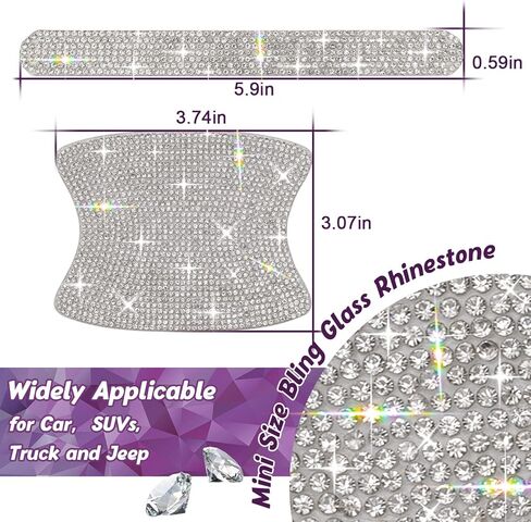 10 قطع من Gengki لمقبض باب السيارة وملصقات أحجار الراين اللامعة ومقبض باب السيارة العالمي وغطاء حماية للخدش مع شرائط عاكسة للسلامة in Kuwait