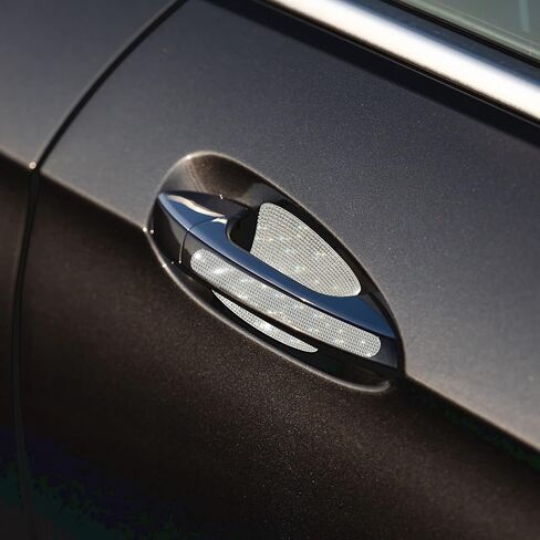 10 قطع من Gengki لمقبض باب السيارة وملصقات أحجار الراين اللامعة ومقبض باب السيارة العالمي وغطاء حماية للخدش مع شرائط عاكسة للسلامة in Kuwait