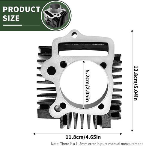 52.4mm Engine Cylinder Big Bore Rebuild Kit, Cylinder with Piston Ring Kit for Most Chinese 90cc 110cc 125cc Engines, Replacement for Taotao, Replacement for SSR in Saudi Arabia