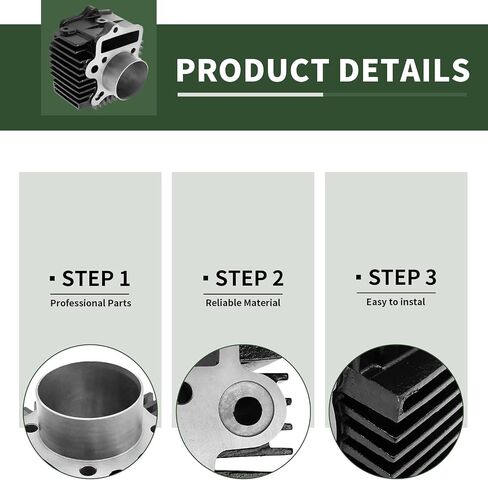52.4mm Engine Cylinder Big Bore Rebuild Kit, Cylinder with Piston Ring Kit for Most Chinese 90cc 110cc 125cc Engines, Replacement for Taotao, Replacement for SSR in Saudi Arabia
