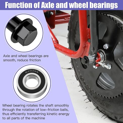 14mm 325mm Mini Bike Rear Axle Nut Kit + 6202RS Rear Wheel Bearing Kit Compatible with Coleman CT200U 196CC 200CC 6.5HP Gas Powered Mini Bike Powersports Accessories Part 15mm Chain Adjuster in Saudi Arabia