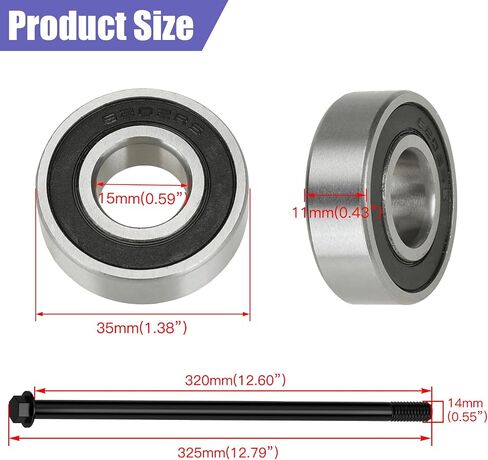 14mm 325mm Mini Bike Rear Axle Nut Kit + 6202RS Rear Wheel Bearing Kit Compatible with Coleman CT200U 196CC 200CC 6.5HP Gas Powered Mini Bike Powersports Accessories Part 15mm Chain Adjuster in Saudi Arabia