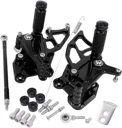 JFG RACING RECENGERECELE REATSETS ، مجموعات خلفية الأوتاد القدم لنينجا 250 13-16 NINJA 300 13-16 Z300 13-16 NINJA 300R EX300 13-14 CNC قابلة للتعديل (أسود) in Kuwait