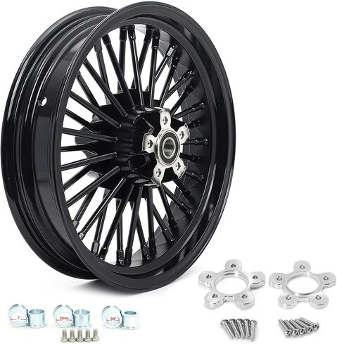 TOFR 21x3.5 Front 16x3.5 Rear Wheels Rims Fat Spoke Chrome Dual Disc For Harley Touring Bagger 1984-2008 FLHR Road King FLHRS Custom FLHRC Classic FLHX Street Glide FLHT Electra Glide FLTR Road Glide in Saudi Arabia