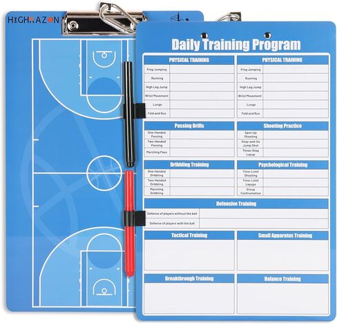 Magnetic Basketball Coaches Clipboard, White Double-Sided Dry Erase Coach Board, Tactics Whiteboard with Color Magnetic Sticker and 2 Marker for Coaches Gift in Kuwait