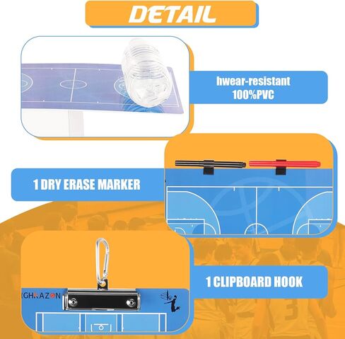 Magnetic Basketball Coaches Clipboard, White Double-Sided Dry Erase Coach Board, Tactics Whiteboard with Color Magnetic Sticker and 2 Marker for Coaches Gift in Kuwait