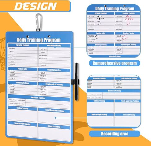 Magnetic Basketball Coaches Clipboard, White Double-Sided Dry Erase Coach Board, Tactics Whiteboard with Color Magnetic Sticker and 2 Marker for Coaches Gift in Kuwait