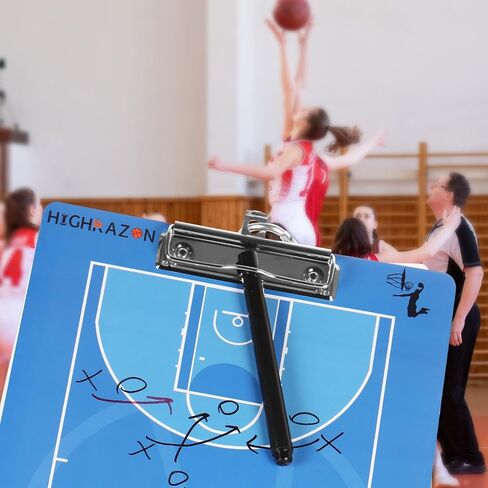 Magnetic Basketball Coaches Clipboard, White Double-Sided Dry Erase Coach Board, Tactics Whiteboard with Color Magnetic Sticker and 2 Marker for Coaches Gift in Kuwait