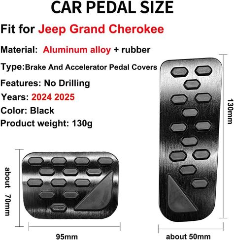 Car Pedal Cover New for Jeep Grand Cherokee 2024 2025 Aluminum Alloy No Drilling Aluminum Brake and Accelerator Pedal Covers 2PCS (Blue) in Kuwait