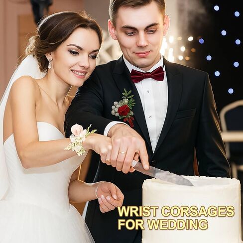 4 Pieces Corsage Bracelet Wrist Bands Bride Pearl Rhinestone Bracelet Elastic Wrist Corsage Bracelet DIY Wedding Wristband Faux Pearl Adjustable Wristband Corsage Accessory for Bridal Party Prom in Saudi Arabia