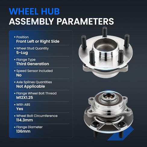 513268 Front Wheel Bearing and Hub Assembly Compatible with Infiniti G35 2003-2007 V6 3.5L, Compatible with Nissan 350Z 2003-2009 V6 3.5L, GAS Only, 5-Lug with ABS 1PCS in Saudi Arabia