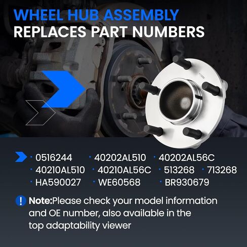 513268 Front Wheel Bearing and Hub Assembly Compatible with Infiniti G35 2003-2007 V6 3.5L, Compatible with Nissan 350Z 2003-2009 V6 3.5L, GAS Only, 5-Lug with ABS 1PCS in Saudi Arabia