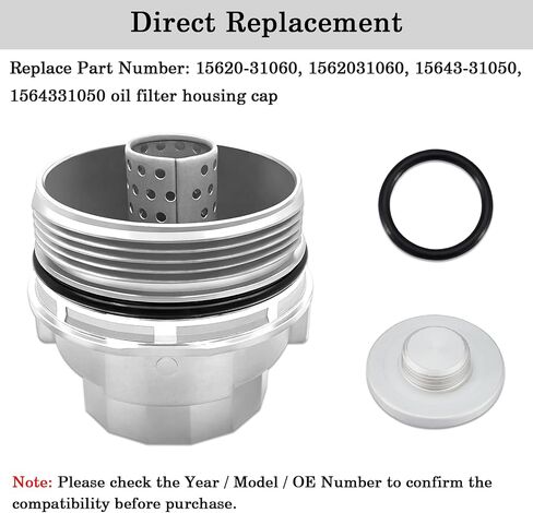15620-38010 Oil Filter Housing Cap Assembly With Oil Plug Drain, Fit for Toyota Tundra, Sequoia, Land Cruiser & Lexus LX570, Replace 15620-0S010 in Saudi Arabia