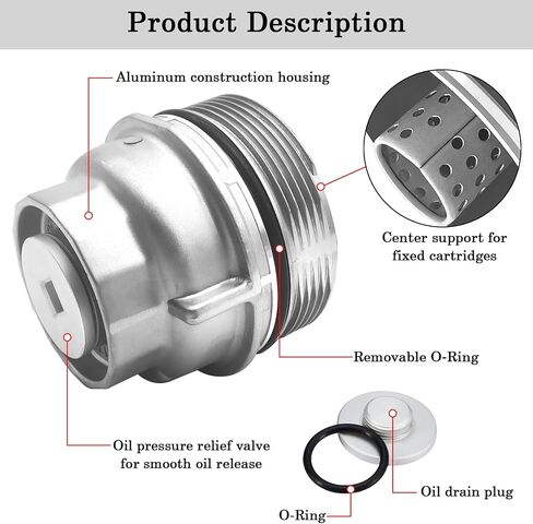 15620-38010 Oil Filter Housing Cap Assembly With Oil Plug Drain, Fit for Toyota Tundra, Sequoia, Land Cruiser & Lexus LX570, Replace 15620-0S010 in Saudi Arabia