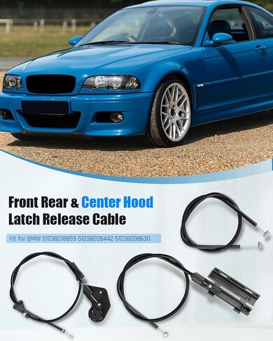 Hood Release Cable Fit for BMW 320i 323Ci 323i 325Ci 325i 325xi 330i 330xi 323ti 318i 323is, Replacement 51238218859 51238208442 51238208630, 3PCS in Saudi Arabia