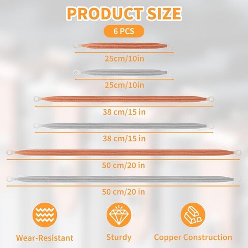 6PCS Ground Strap Automotive, 6/10/12 Inch Universal Automotive Ground Strap Braided Copper & Engine Ground Strap, 6'',10'',12'' Woven Grounding Strap with 0.5" Rings Terminal for Most Cars in Kuwait