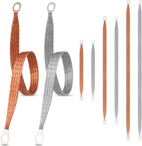 6PCS Ground Strap Automotive, 6/10/12 Inch Universal Automotive Ground Strap Braided Copper & Engine Ground Strap, 6'',10'',12'' Woven Grounding Strap with 0.5" Rings Terminal for Most Cars in Kuwait
