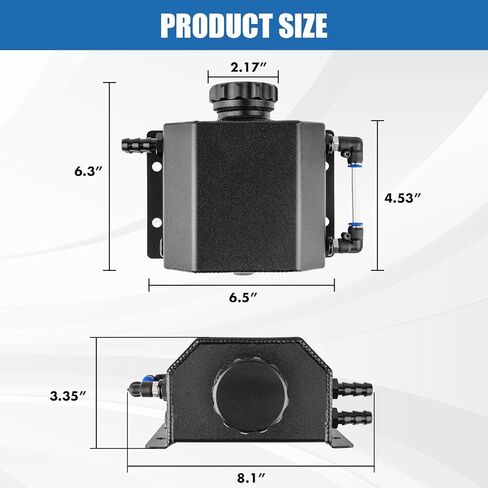 Coolant Overflow Tank, Aluminum Coolant Reservoir Tank, 1L Universal Reservoir Expansion Tank, Black in Kuwait