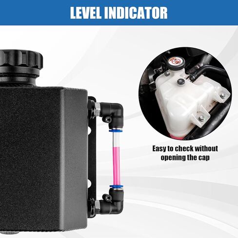 Coolant Overflow Tank, Aluminum Coolant Reservoir Tank, 1L Universal Reservoir Expansion Tank, Black in Kuwait