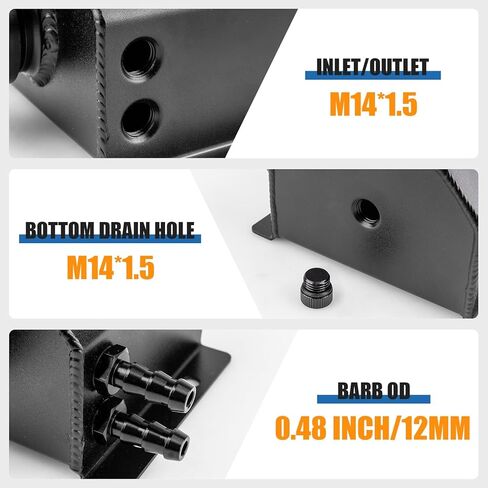 Coolant Overflow Tank, Aluminum Coolant Reservoir Tank, 1L Universal Reservoir Expansion Tank, Black in Kuwait