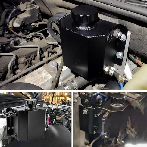 Coolant Overflow Tank, Aluminum Coolant Reservoir Tank, 1L Universal Reservoir Expansion Tank, Black in Kuwait