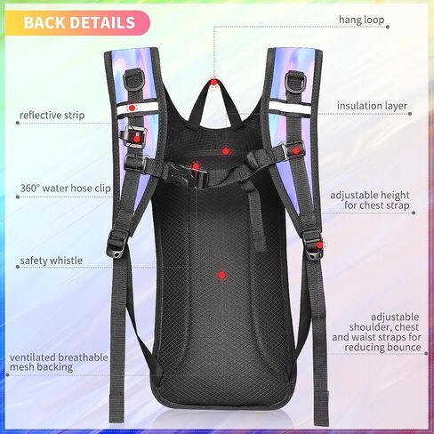 Hydration Backpack, Water Backpack with 2L Hydration Bladder, Rave Backpack Hydration Pack, Festival Essential for Raves, Hiking, Cycling, Climbing, Running, Outdoor, Camping and More in Kuwait